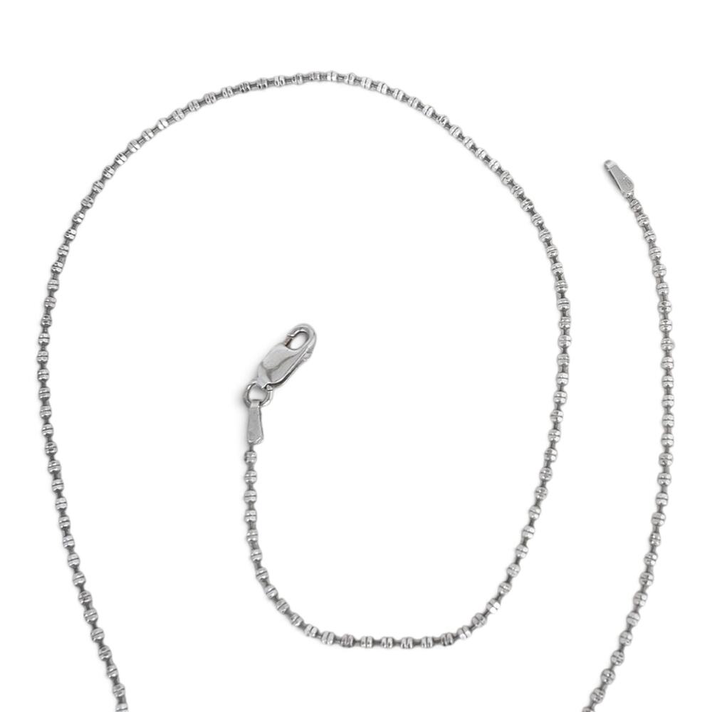 Vintage Sterling Silver 925 Beaded Ribbed Link Chain Necklace 16 Inch